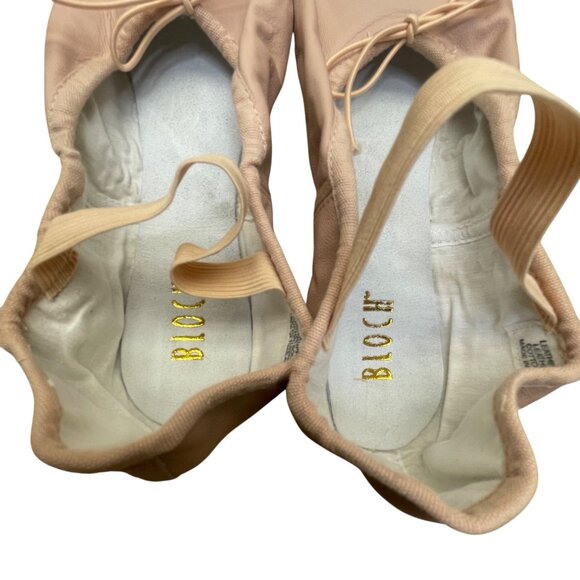 Bloch Women’s Pink Leather With Bow Elastic Straps Dansoft Ballet Flats Size 5D - Picture 6 of 8